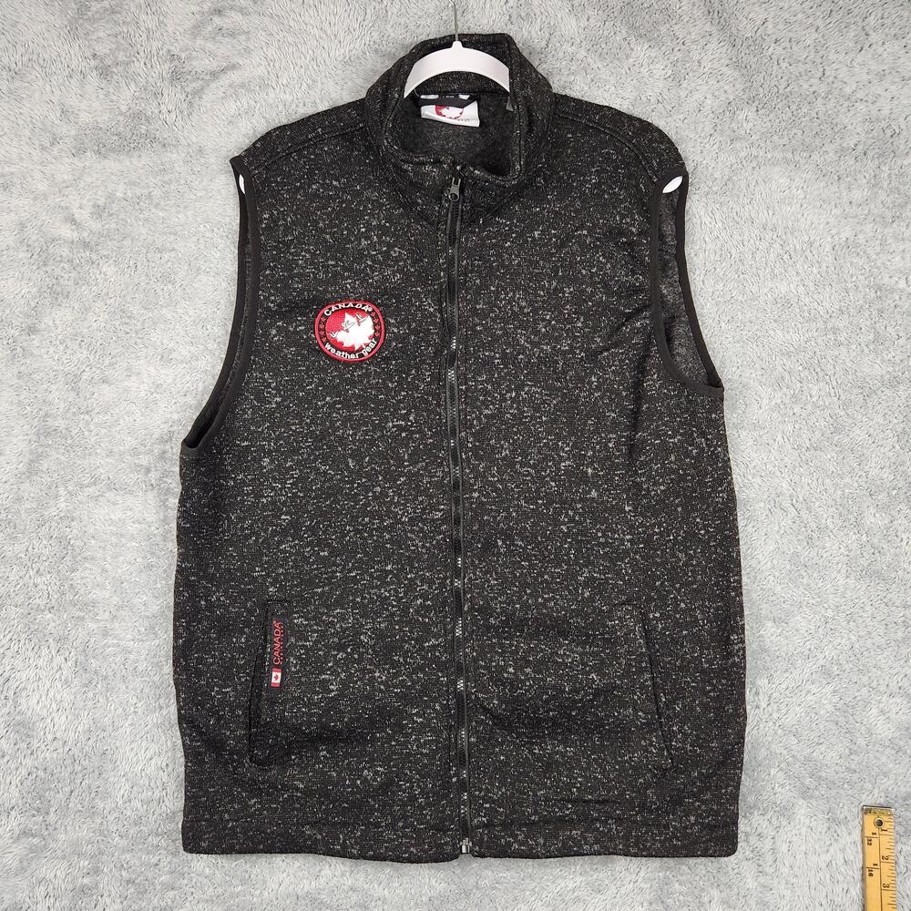 Canada Weathergear Vest Mens Large Gray Knit Full Zip Insulated Fleece Outdoor